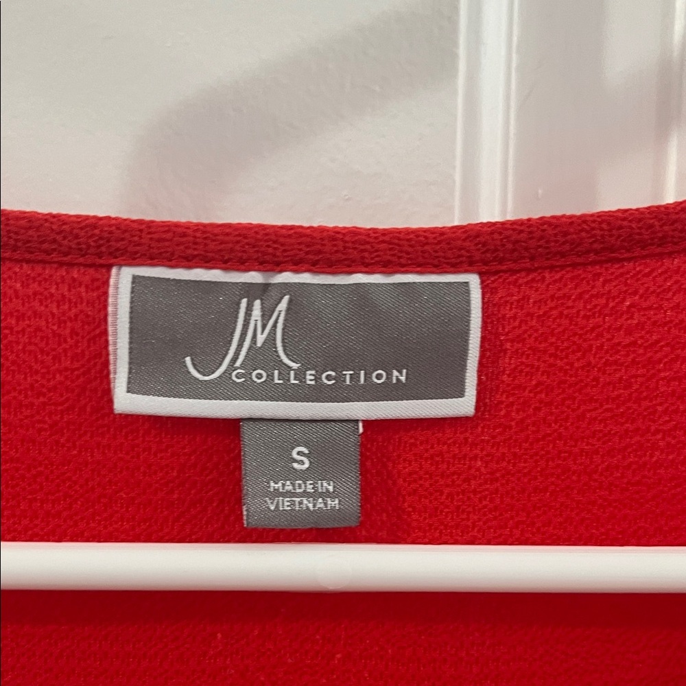 JM Collection Red Blouse with Stud Details - Picture 2 of 2